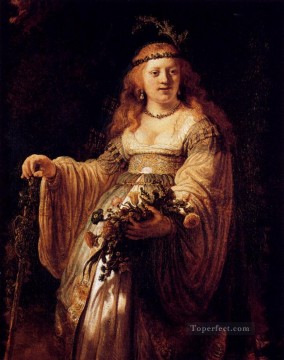 Rembrandt van Rijn Painting - Flora portrait Rembrandt